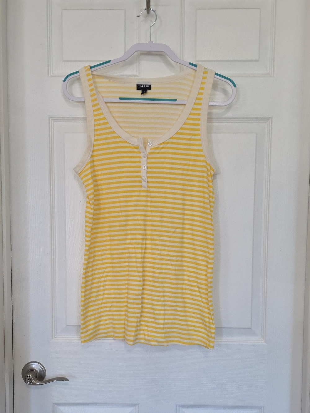 torrid Yellow and White Striped Henley Tank